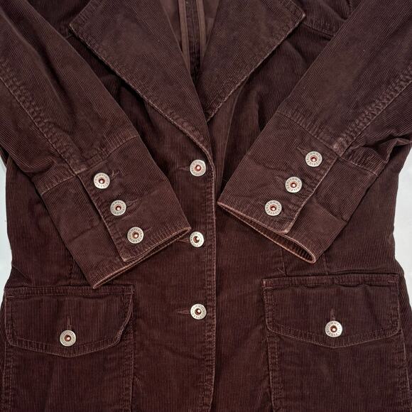 Y2K Tommy Hilfiger Women’s Corduroy Blazer Jacket Size Medium Dark Brown - Picture 5 of 10